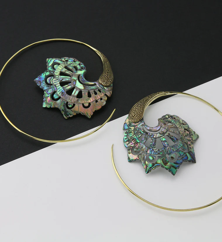 18G Florid Brass Abalone Hangers / Earrings - Image 2