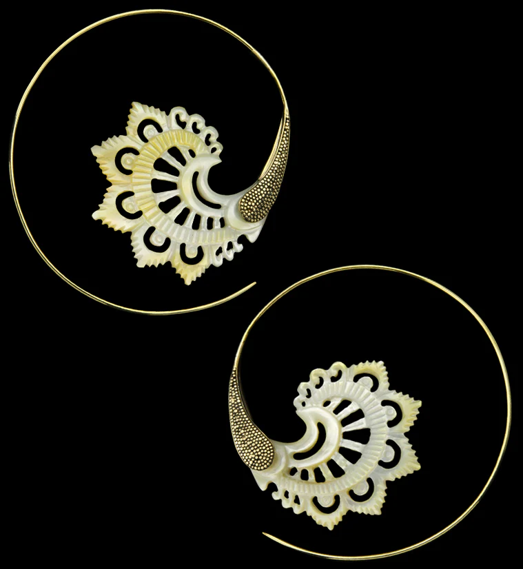 18G Florid Brass MOP Hangers / Earrings