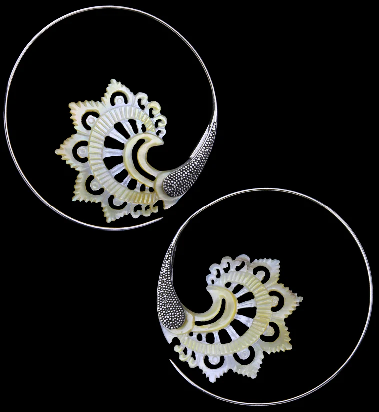 18G Florid White Brass MOP Hangers / Earrings