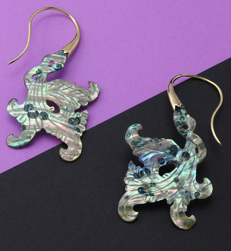 18G Opulent Brass Abalone Hangers / Earrings - Image 2