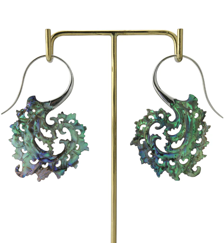 18G Plume White Brass Abalone Hangers / Earrings - Image 3