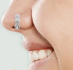 18G PVD Gold Teardrop CZ Nose Curve Ring - Image 2