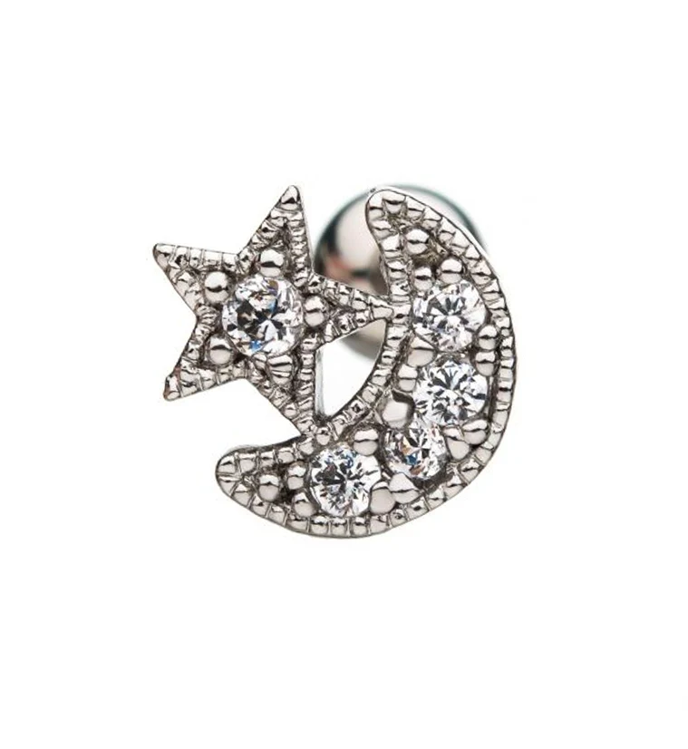 18G Star & Moon Cartilage Barbell - Image 2