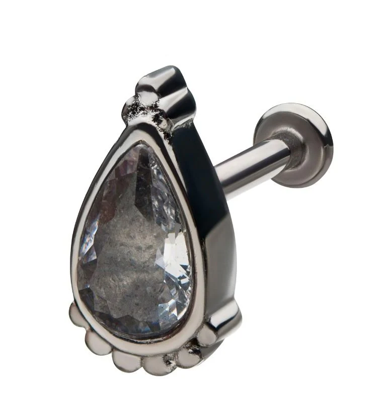 18G Teardrop CZ Internally Threaded Labret