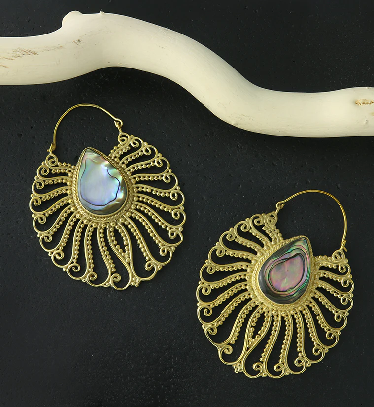 18G Tress Abalone Brass Hangers / Earrings - Image 2
