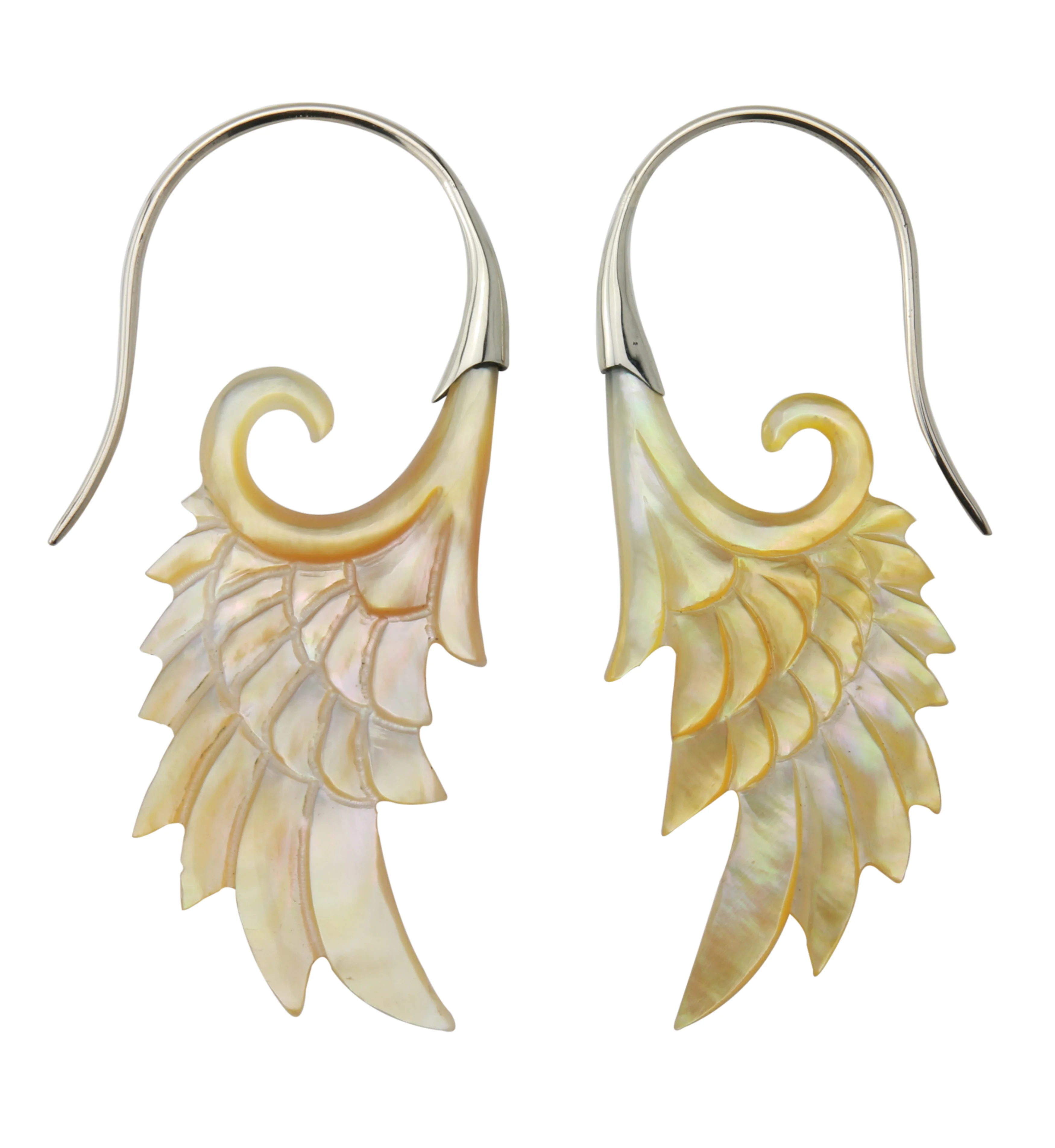 18G Wing White Brass MOP Hangers / Earrings - Image 2
