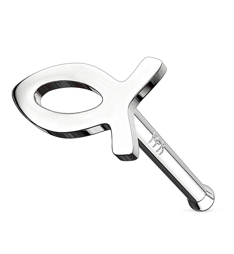 20G 14kt White Gold Ichthus Fish Nosebone