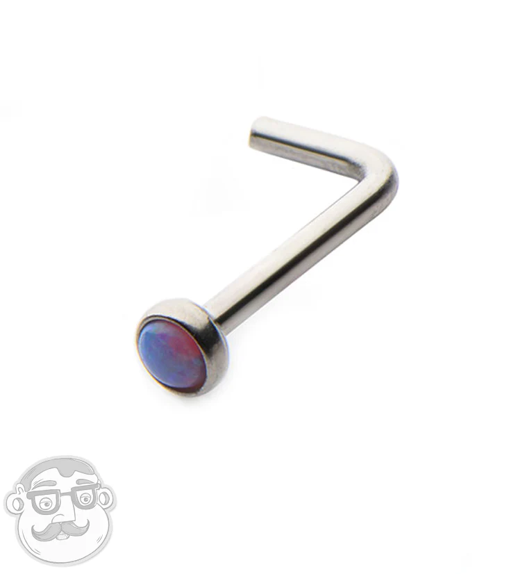 20G Pink Synthetic Opalite Stainless Steel L Bend