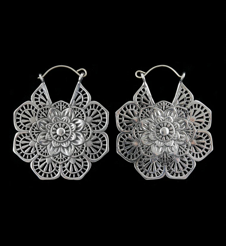 20G Silver Mandala Brass Hangers - Earrings