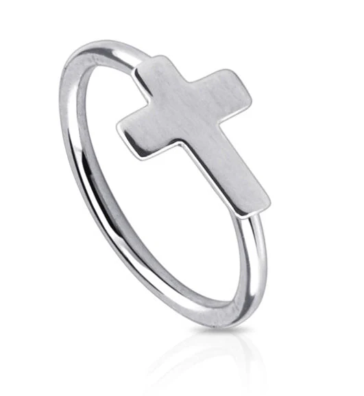 20G Stainless Steel Cross Seamless Hoop Ring - Image 3