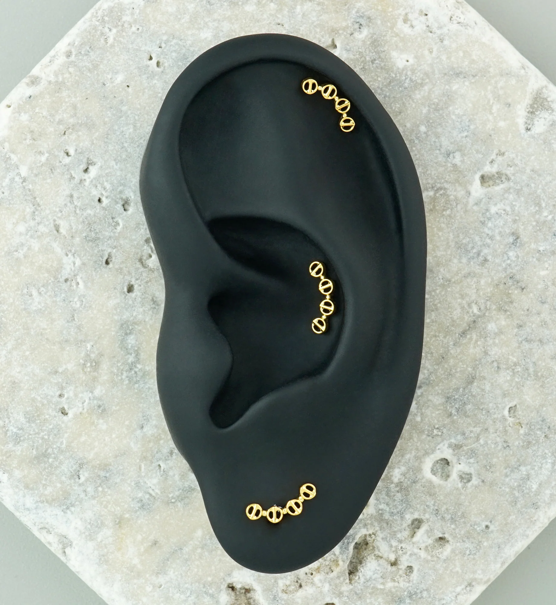 24kt Gold PVD Barred Ring Chain Titanium Threadless Top - Image 2