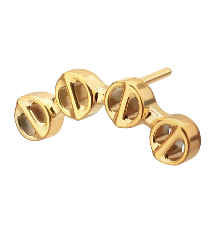 24kt Gold PVD Barred Ring Chain Titanium Threadless Top - Image 3