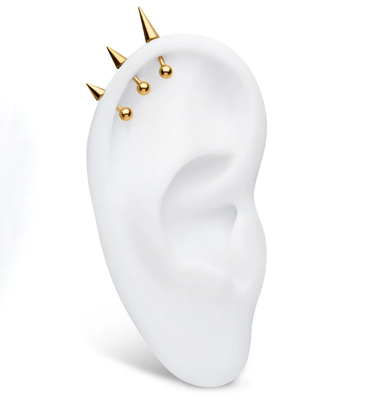 24kt Gold PVD Spike Threadless Titanium Top - Image 4