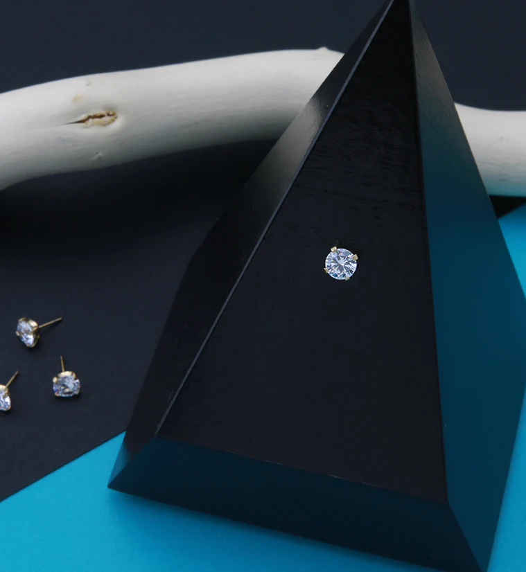24kt Gold PVD Titanium Prong Set CZ Threadless Top - Image 3