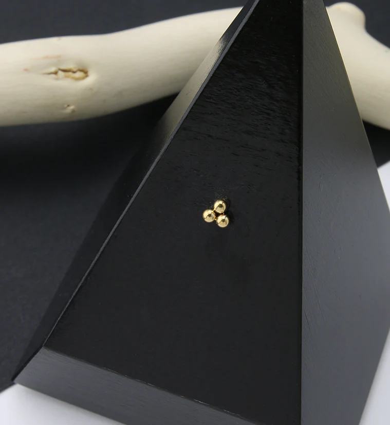 24kt Gold PVD Titanium Triple Ball Threadless Top - Image 2