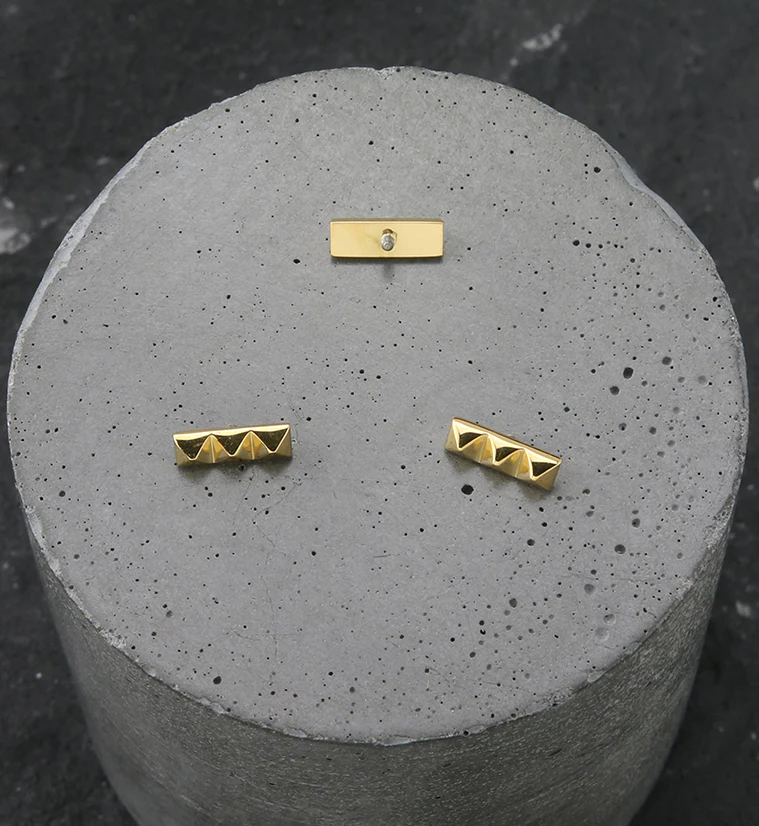 24kt Gold PVD Triple Poly Stud Internally Threaded Titanium Top - Image 2
