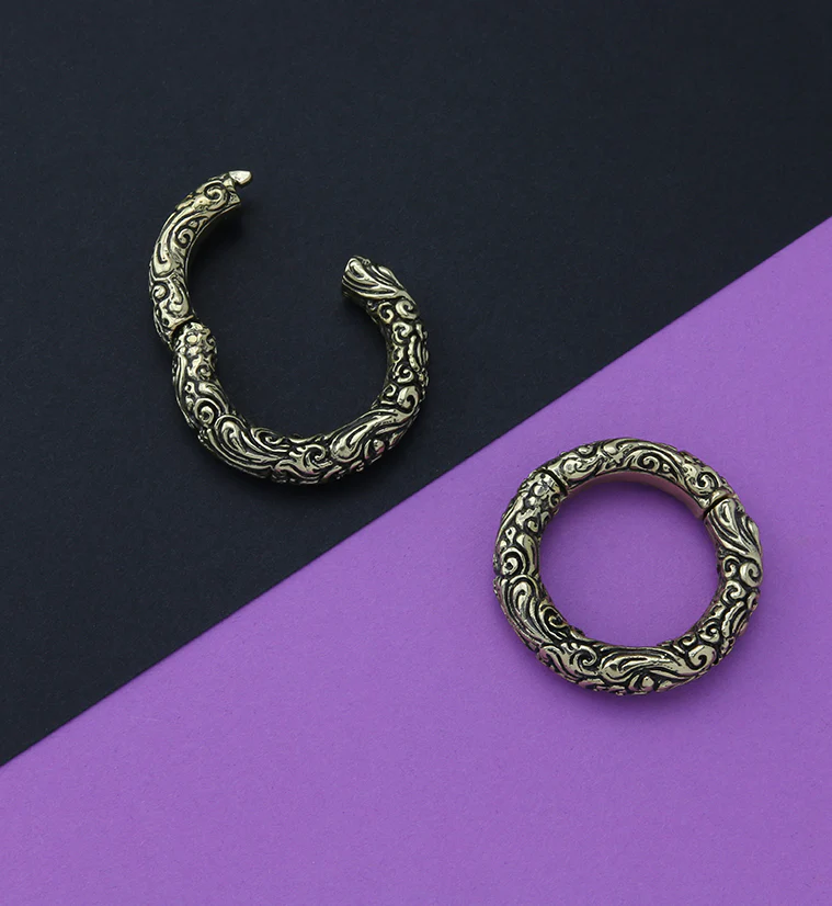 Adorned Brass Hinged Ear Weights - Image 2