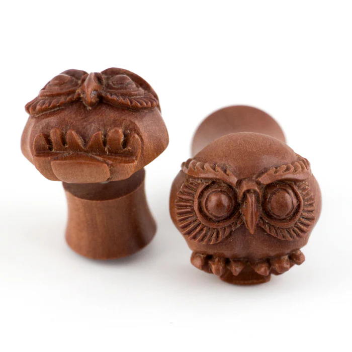 Alba Owl Wood Fake Gauges Plugs - Image 3