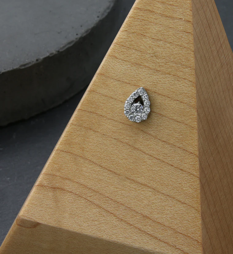 Allay Teardrop CZ Threadless Titanium Top - Image 2