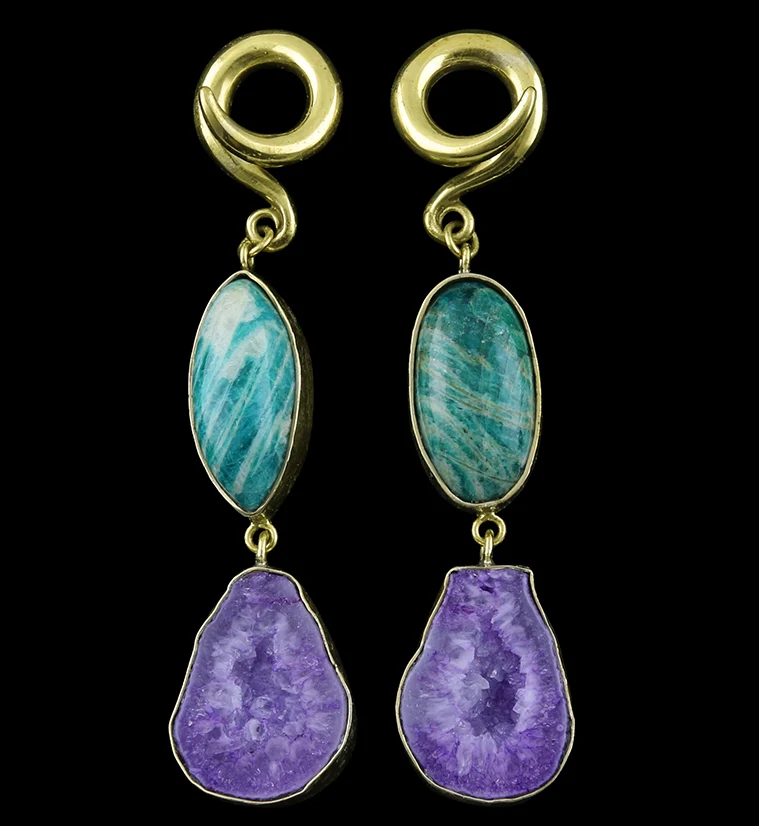 Amazonite X Solar Quartz Ear Weights Version 2