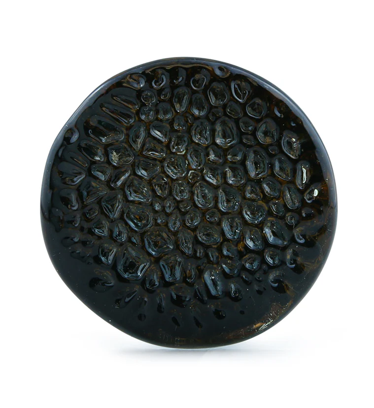 Amber Hammered Glass Double Flare Plugs - Image 3