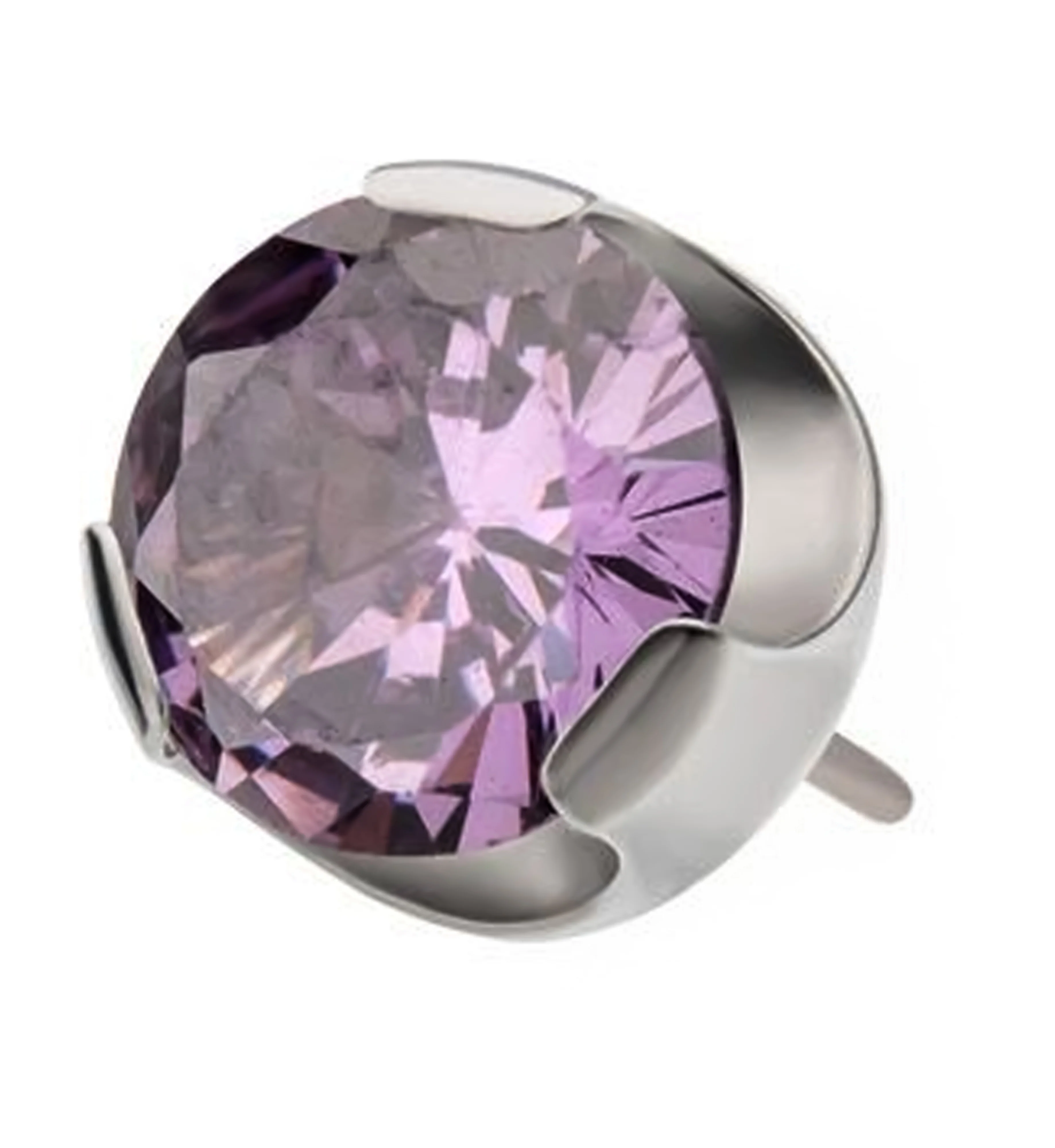 Amethyst Dome CZ Titanium Threadless Top