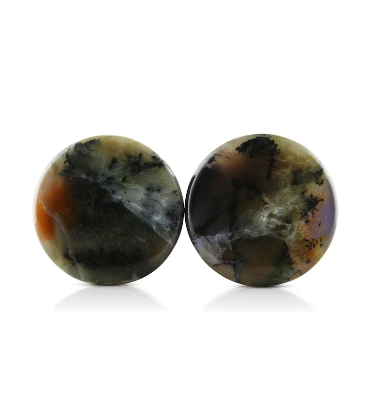 Amethyst Sage Dendritic Chalcedony Stone Plugs 3-4" (19mm) Version 6