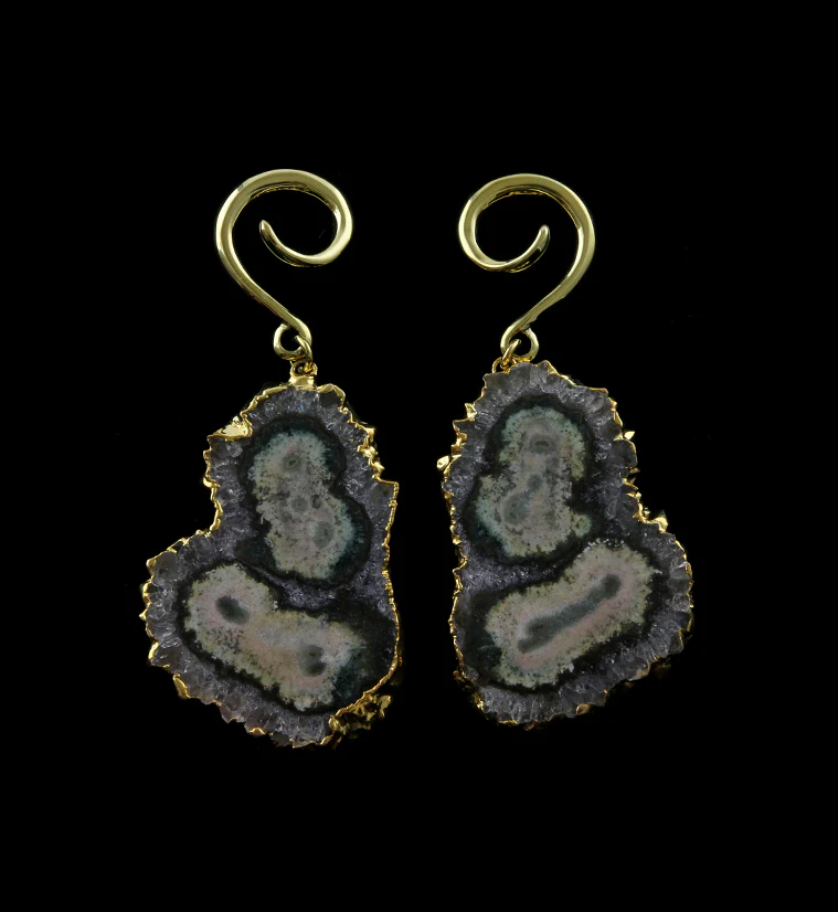 Amethyst Stalactite Brass Ear Weights Version 13