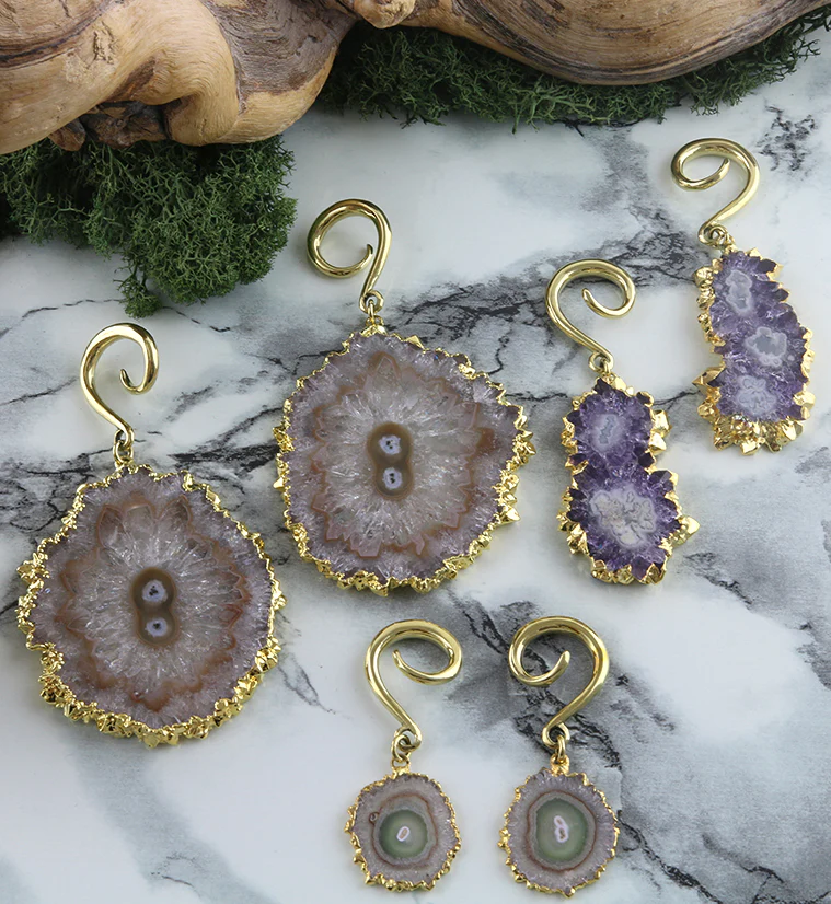 Amethyst Stalactite Brass Ear Weights Version 13 - Image 2
