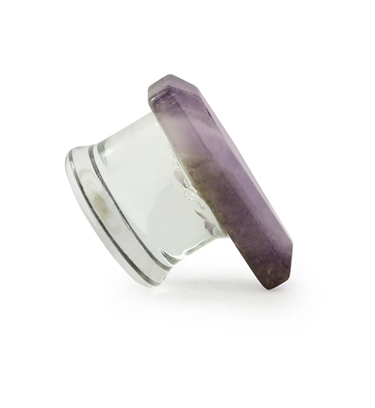 Amethyst Stone Coffin Double Flare Glass Plugs - Image 6