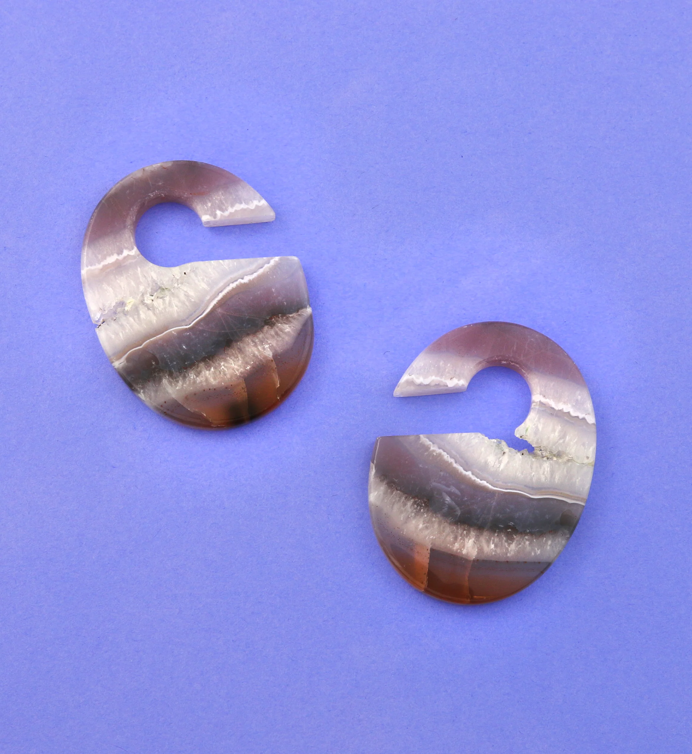 Amethyst Stone Keyhole Ear Weights Version 1 (Rough Edge) - Image 2