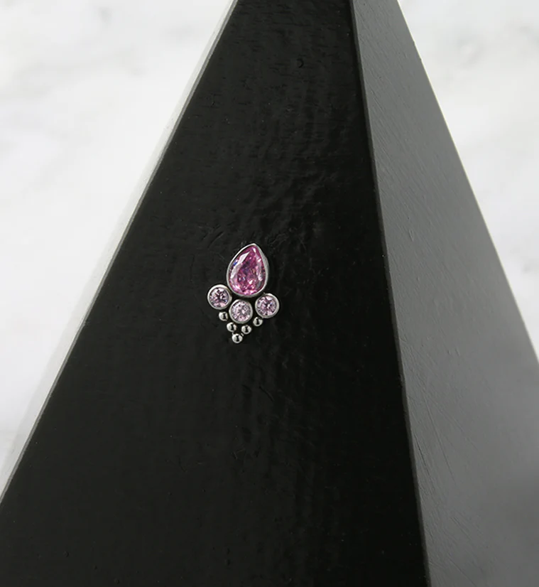Amulet Beaded Pink CZ Titanium Threadless Top - Image 2