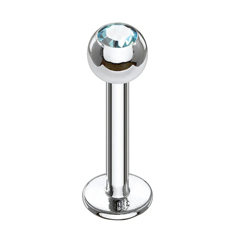 Aqua CZ Labret Post