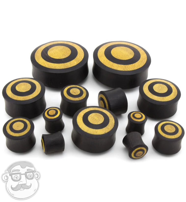 Areng Wood Plugs with Target Jackfruit Wood Inlay - Image 3