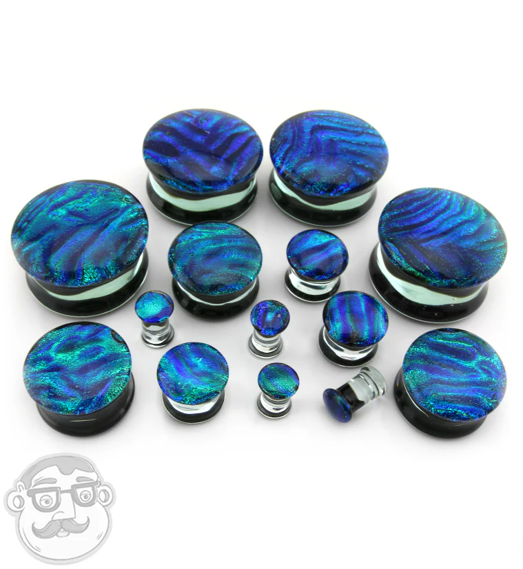 Arcadia Blue & Green Dichroic Glass Plugs - Image 2