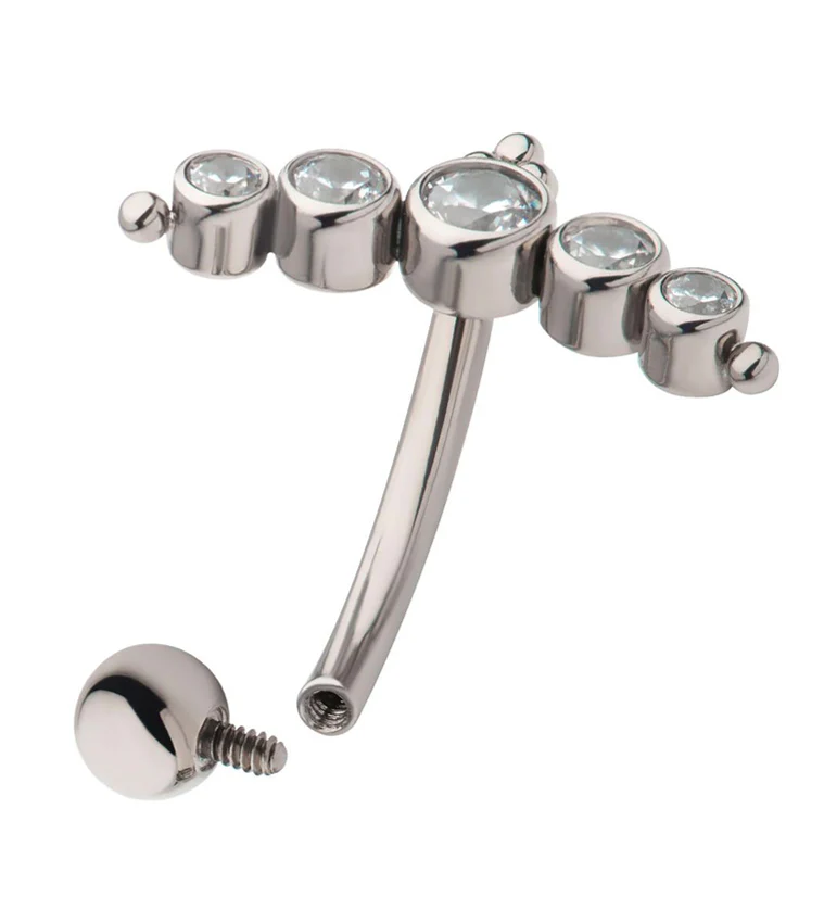 Arch CZ Internally Threaded Titanium Curved Barbell - Image 3