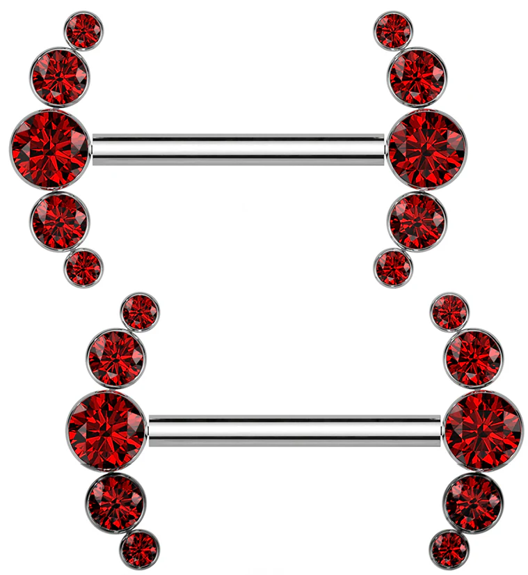 Arch Red CZ Titanium Threadless Nipple Ring Barbell