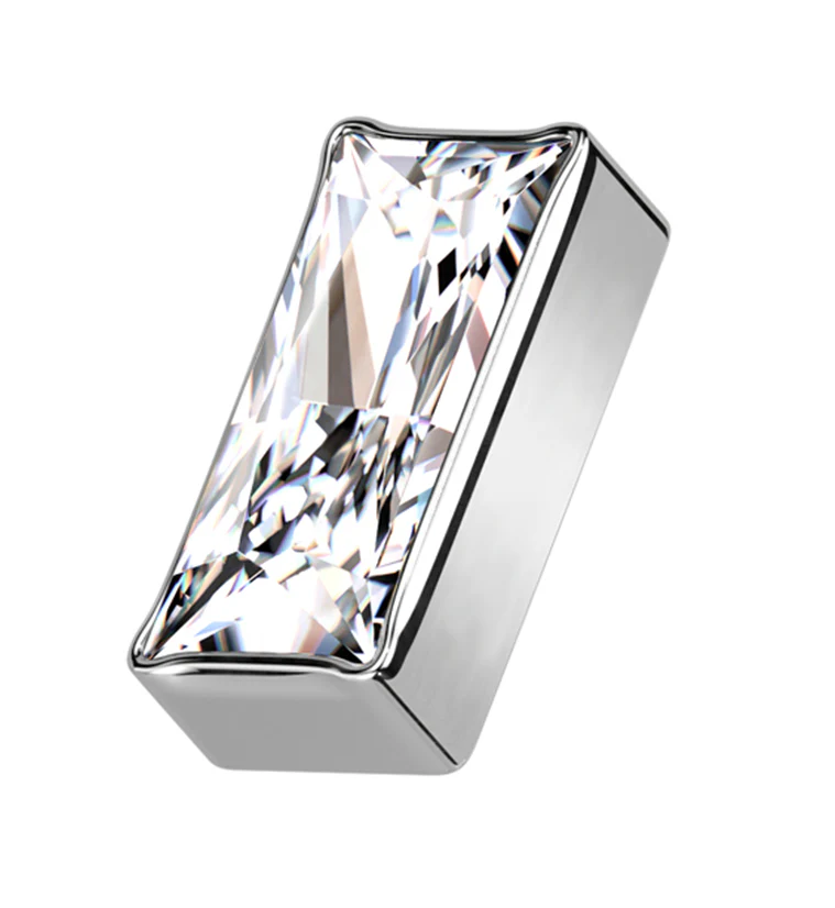 Baguette Clear CZ Internally Threaded Titanium Top