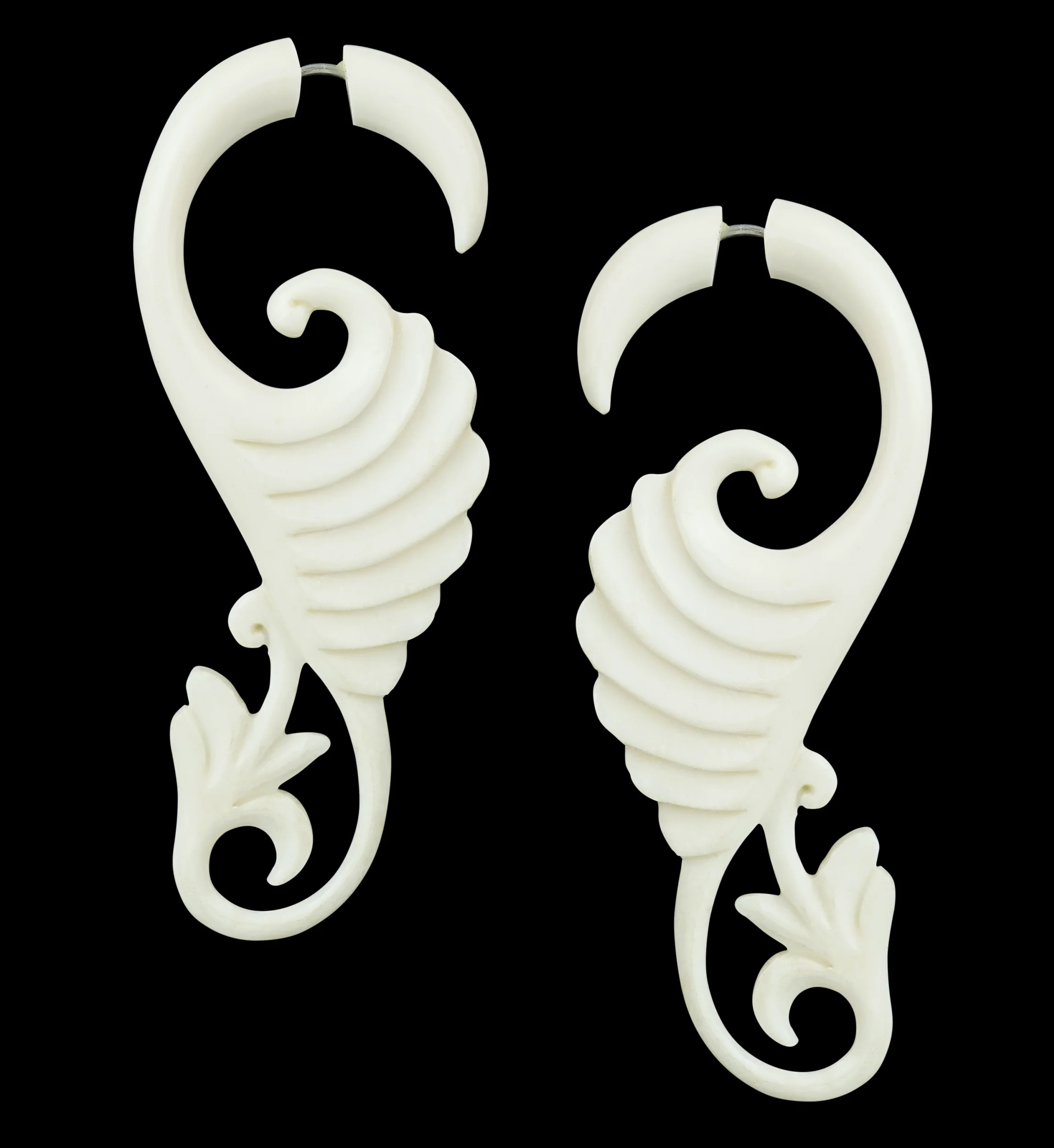 Banter Swirly Spiral Bone Fake Gauges Earrings
