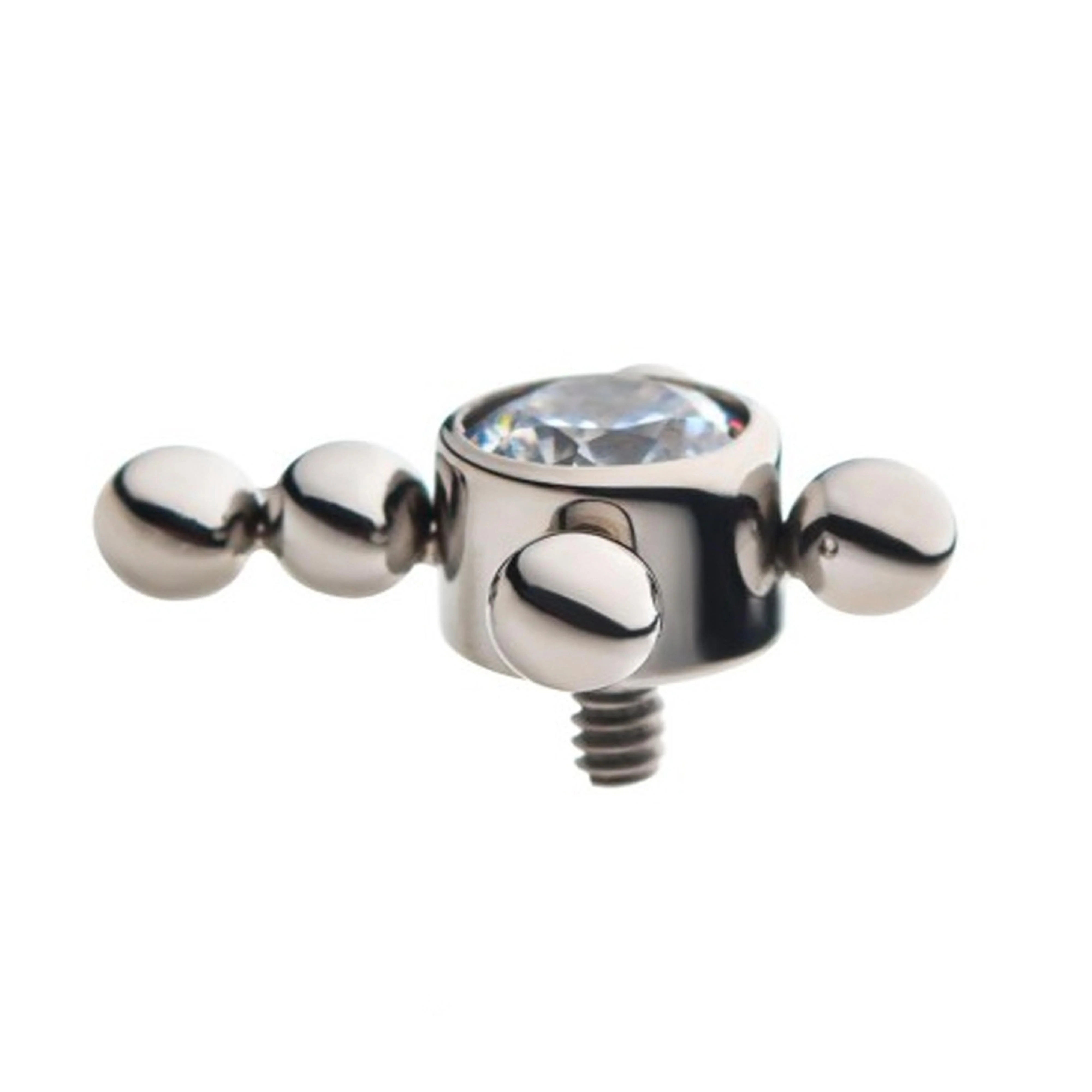 Beaded Cross CZ Titanium Threaded End - Image 2