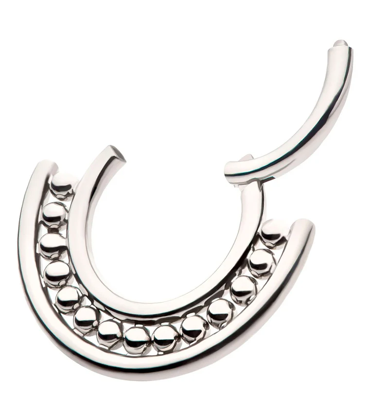 Beaded Groove Titanium Hinged Segment Ring - Image 3
