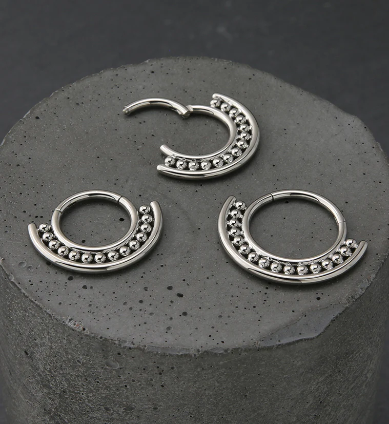 Beaded Groove Titanium Hinged Segment Ring - Image 5