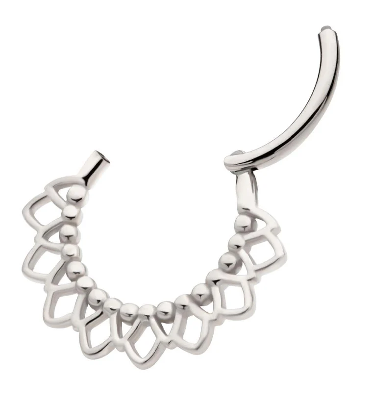 Beaded Sunflower Stainless Steel Hinged Segment Ring - Image 3