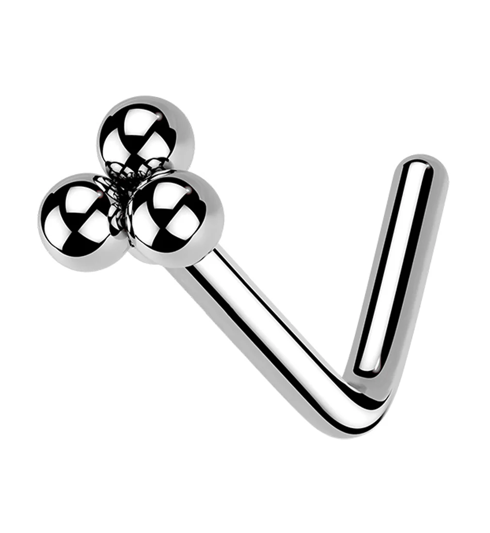 Beaded Triad L Bend Nose Stud