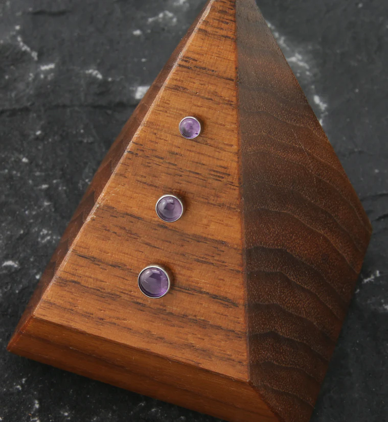 Bezel Amethyst Stone Titanium Threadless Top - Image 2