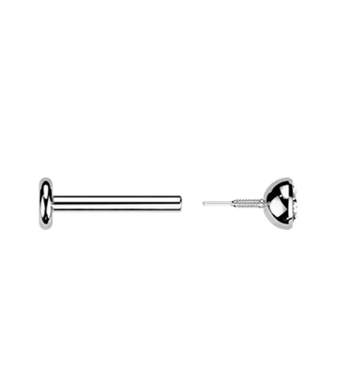 Bezel CZ Long Thread Internally Threaded Titanium Labret - Image 3