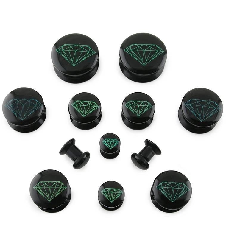 Black & Blue Diamond Acrylic Plugs - Image 2