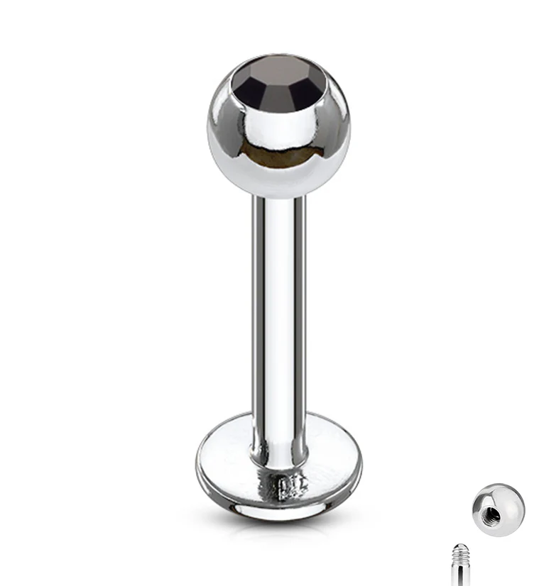 Black CZ Labret Post