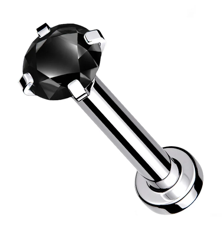 Black CZ Prong Internally Threaded Mini Disc Labret