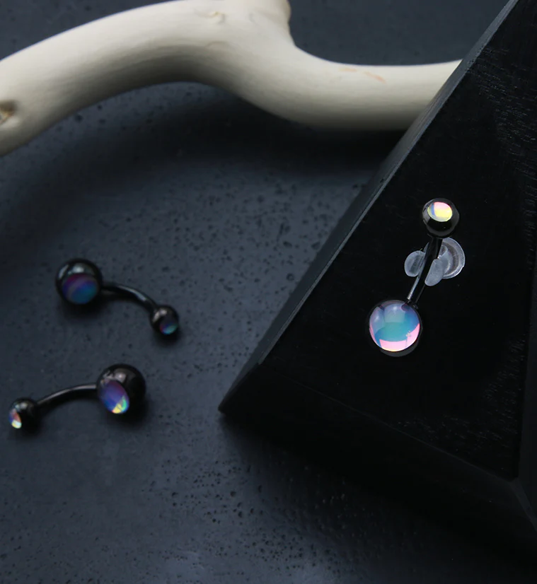 Black PVD Aura Belly Button Ring - Image 2